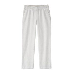 Old Navy L White Linen-Blend Relaxed Fit Elastic Waist Pant Back Pocket